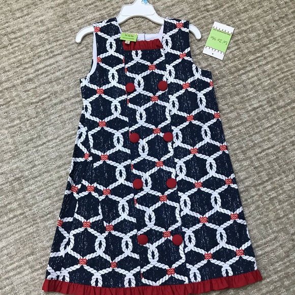 LE ZA ME (SZ 5) NAUTICAL PRINT DRESS - Picture 1 of 4